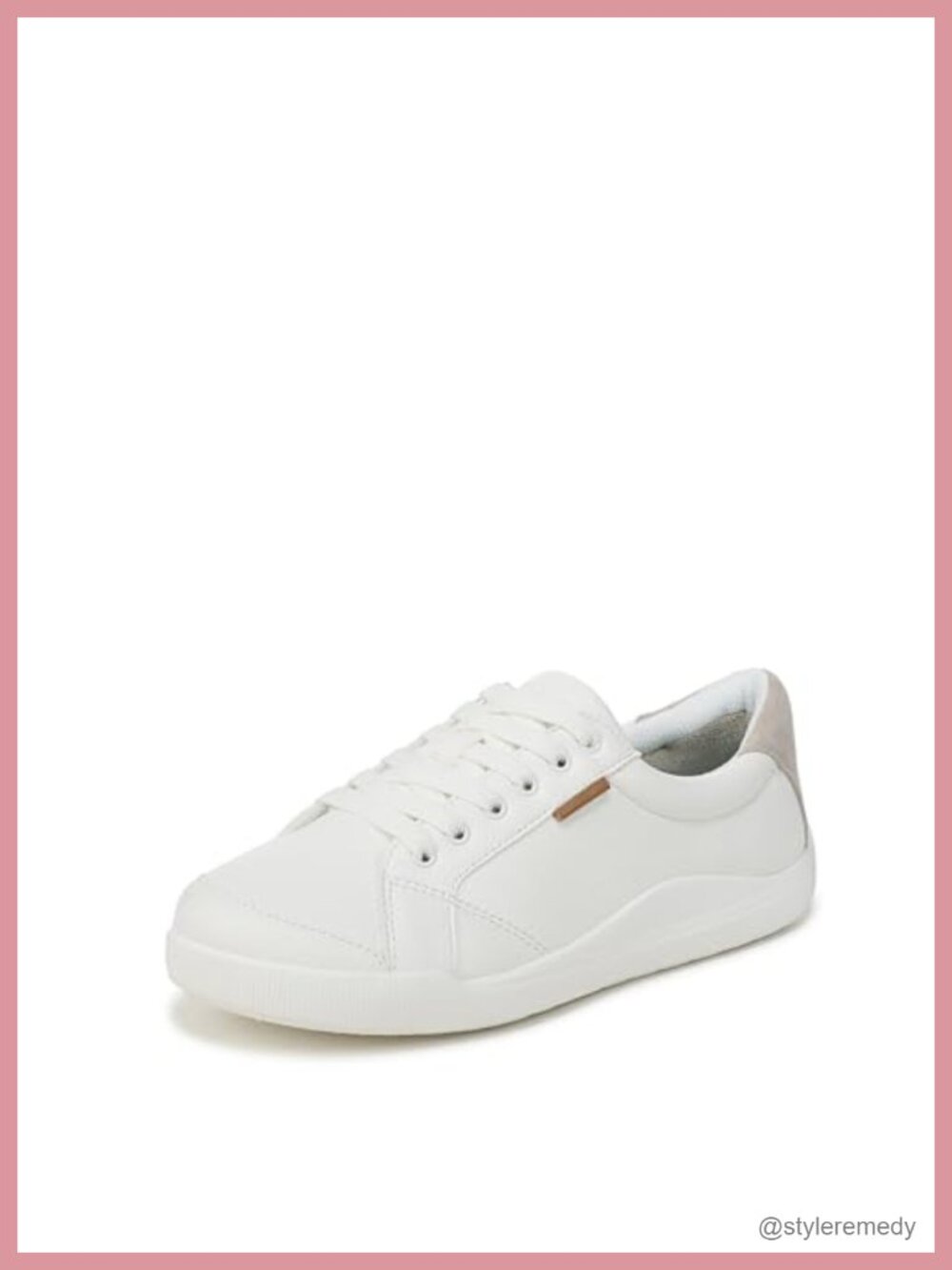 Faux Leather Low Top Sneaker with Arch Support Comfort Walking Shoe